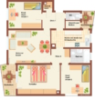 Grundriss - Behagliche 4-ZIMMER-WOHNUNG mit Erbbaurecht, derzeit vermietet, mit 2 Balkonen und Blick ins Grüne in STUTTGART BERGHEIM